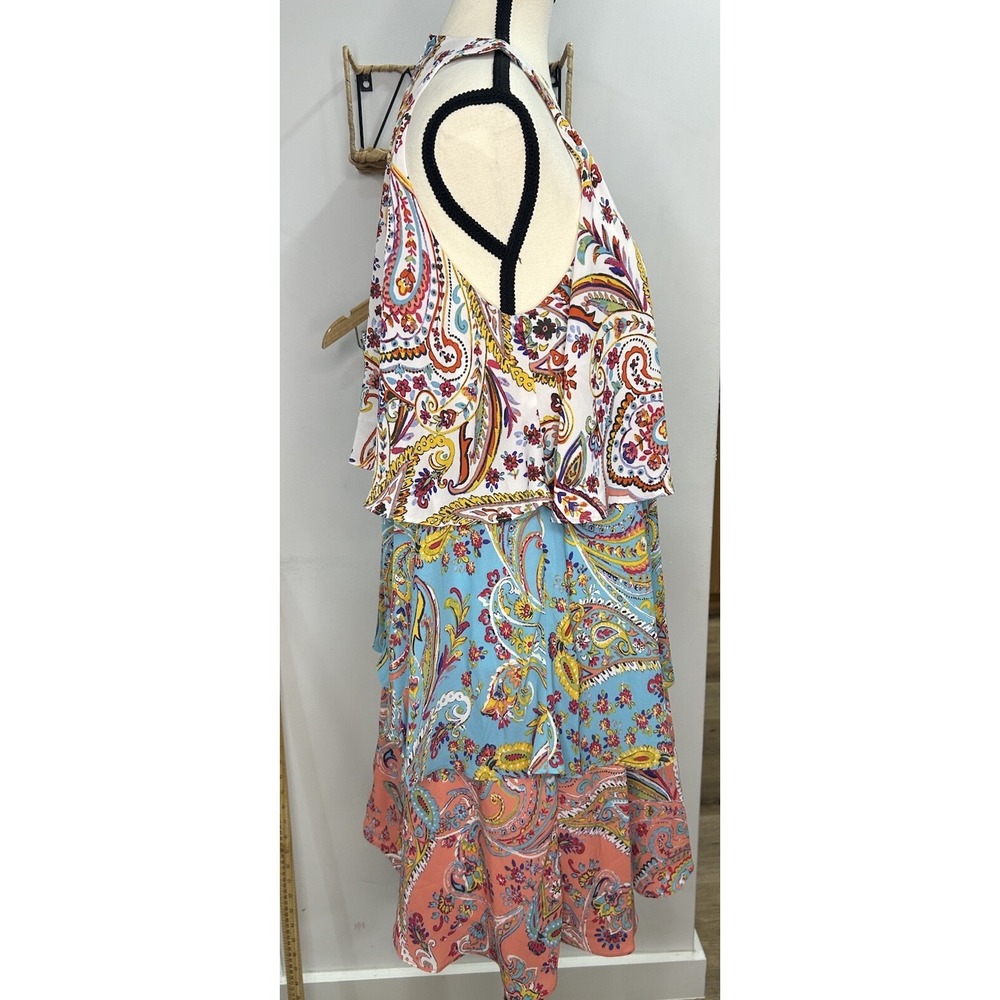 NY & Company Paisley print 3 tier swing Dress Size M Sleeveless Halter - Picture 4 of 10
